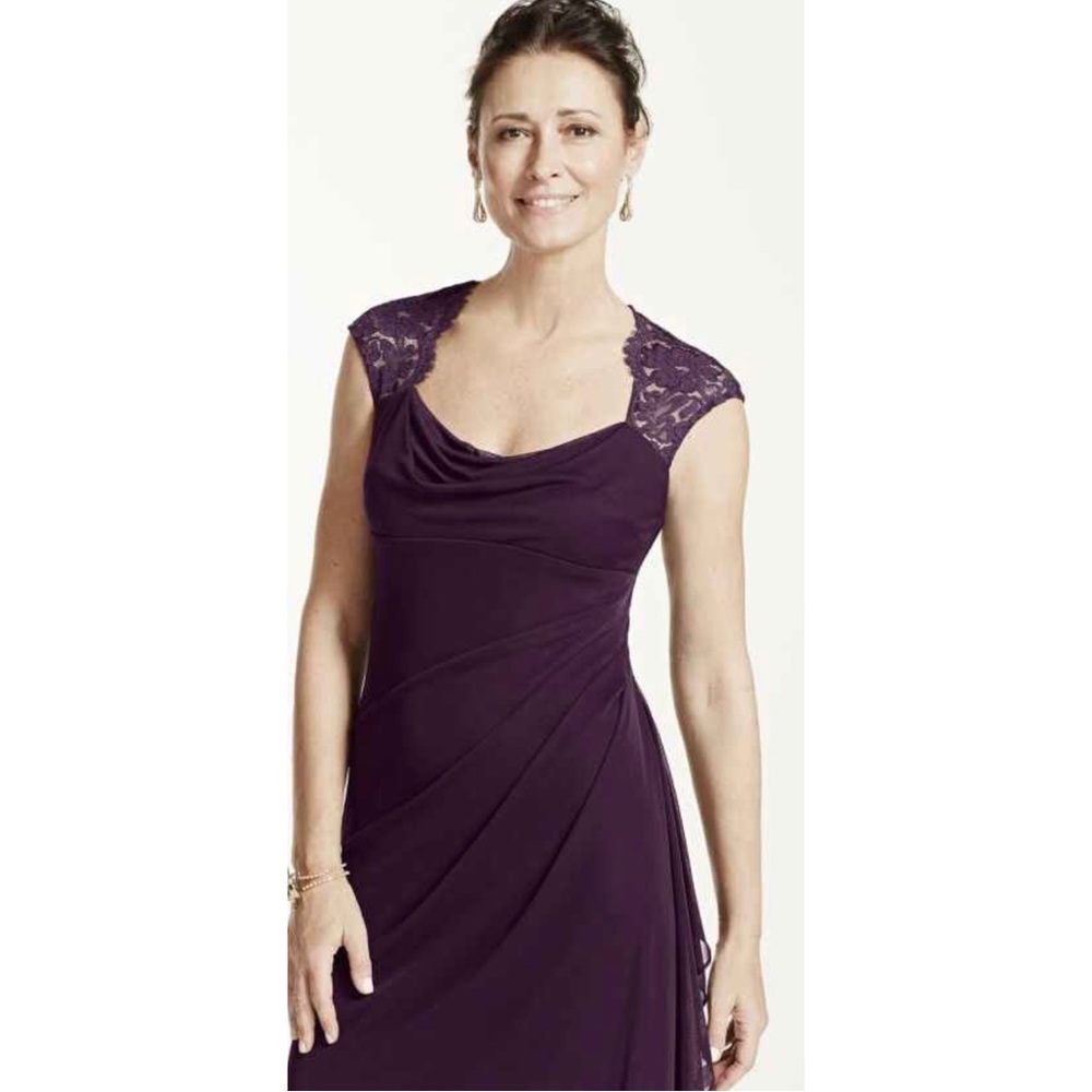 Xscape Purple Lace Cap Sleeve Dress
